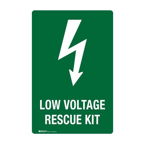 Brady Low Voltage Rescue Kit Sign 300 x 225mm Polypropylene