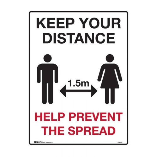 Keep Your Distance Help Prevent The Spread 250 x 180mm Self Adhesive Vinyl