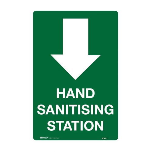 Brady Hand Sanitising Station Sign 250 x 180mm Self Adhesive Vinyl