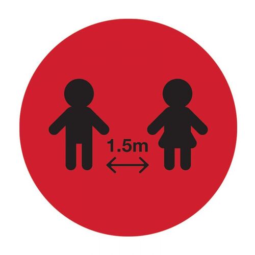 Floor Marking Sign - Social Distancing  Black/Red 300mm Self Adhesive Vinyl