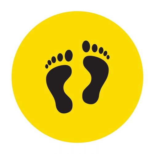 Floor Marking Sign - Footprints, Black/Yellow 300mm Self Adhesive Vinyl