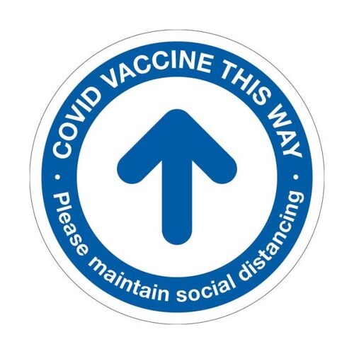 Floor Marking Sign - COVID Vaccine This Way 300mm Self Adhesive Vinyl