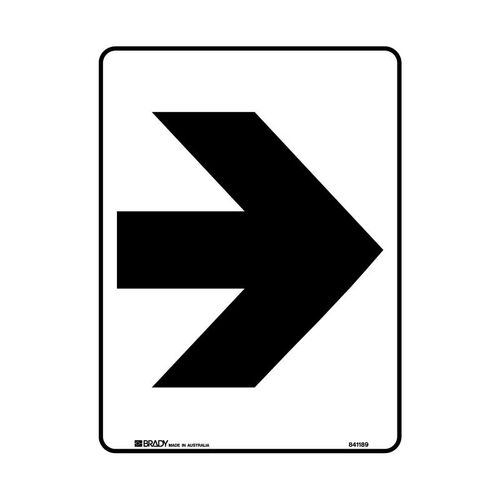 Brady Directional Sign - Arrow Right Symbol 300 x 225mm Metal