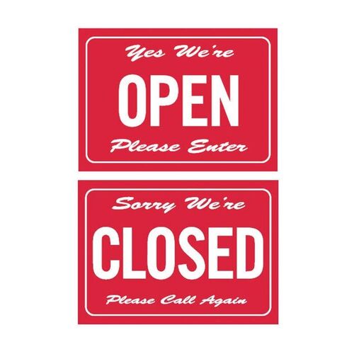 Brady Double Sided Sign - Yes We're Open / Sorry We're Closed 450 x 300mm Metal
