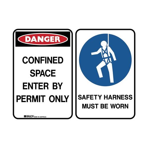 Brady Sign - Danger/Safety Harness 225 x 300mm Metal