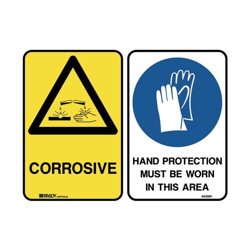 Brady Sign - Corrosive/Hand Protection 450 x 600mm Metal