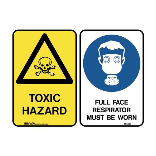 Brady Sign - Toxic/Face Respirator 450 x 600mm Poly