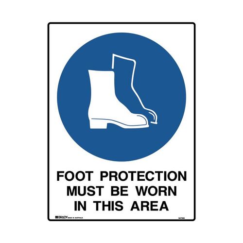 Brady Mining Site Sign - Foot Protection Must Be Worn In This Area 600 x 450mm C1 REF(P)