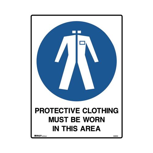 Brady Mining Site Sign - Protective Clothing Must Be Worn In This Area 600 x 450mm C1 REF(M)