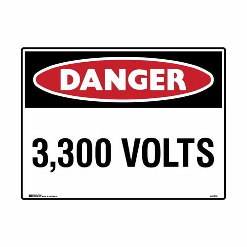Brady Sign - Danger 3,300 Volts 450 x 600mm C2 REF(P)
