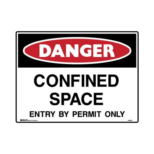 Brady Sign - Danger Confined Space Entry By Permit Only 450 x 600mm C1 REF(M)