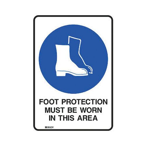 ToughWash Sign - Foot Protection Must Be Worn In This Area 254 x 177.8mm