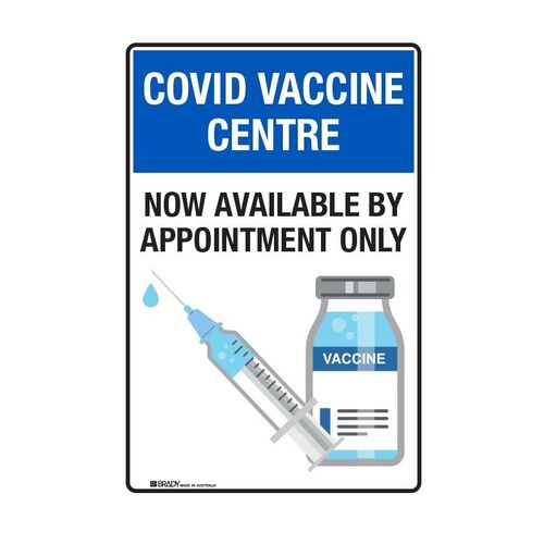 Covid Vaccine Centre Now Available By Appointment Only 250 x 180mm Sticker