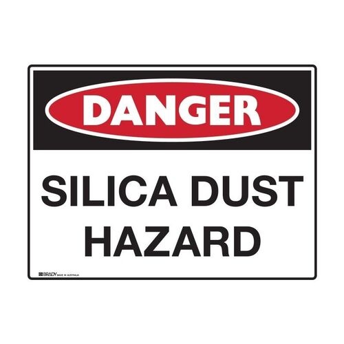 Danger Sign - Silica Dust Hazard 250 x 180mm Self Adhesive Vinyl