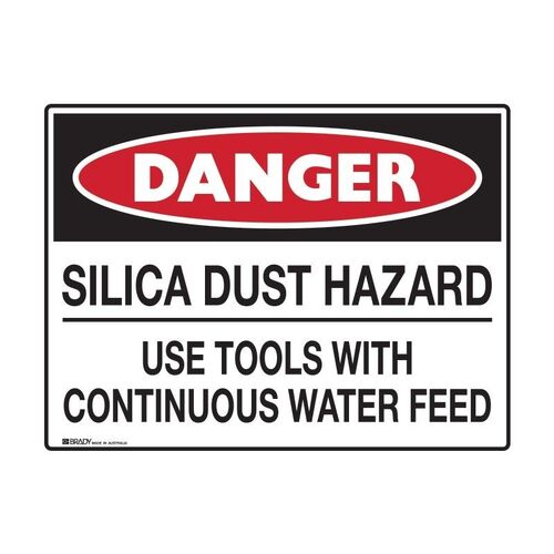 Danger Sign - Silica Dust Hazard Use Tools With Continuous Water  600 x 450mm Metal