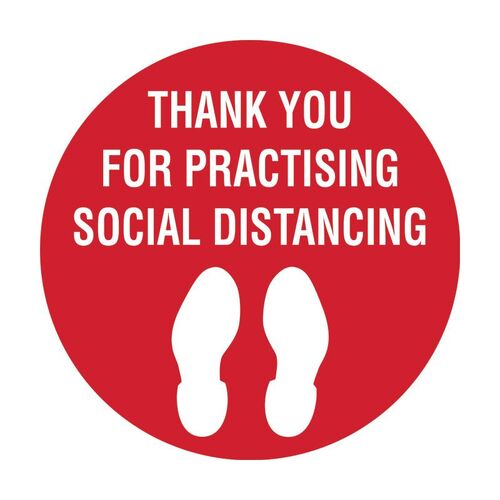Floor Marking Sign - Thank You For Practising Social Distancing 300mm Sticker