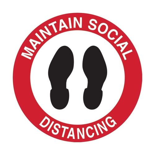 Floor Marking Sign - Maintain Social Distancing 440mm  Self Adhesive Vinyl