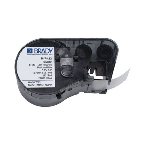 Brady M-7-422 B-422 Polyester Label Black on White 12.7 x 12.7mm