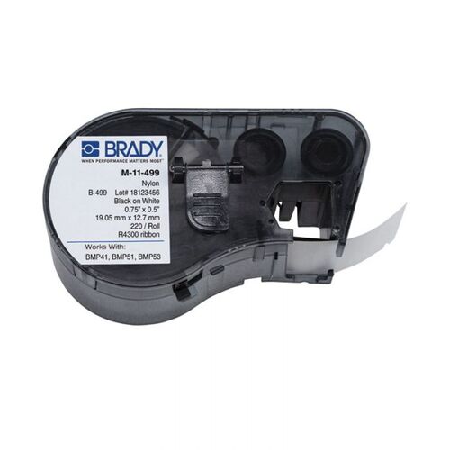 Brady M-11-499 B-499 Nylon Cloth Label Black on White 12.7 x 19.05mm