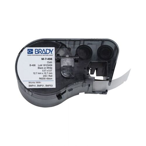 Brady M-7-498 B-498 Repositionable Vinyl Label Black on White 12.7 x 12.7mm