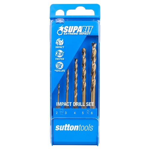 Sutton D2130005 Supabit Impact Metric Drill Set 2mm - 6mm HSS, 5Pieces