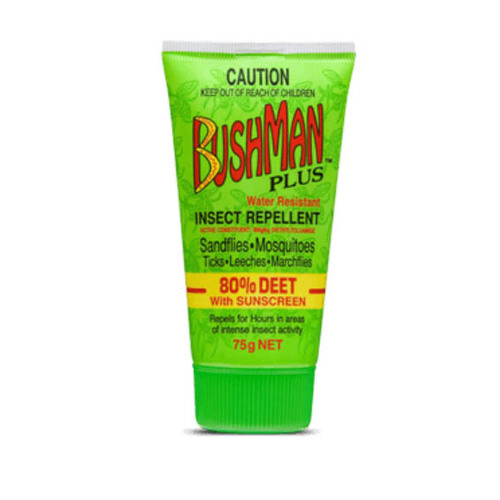Bushman Plus Water Resistant Insect Repellent 80% Deet With Sunscreen 75g