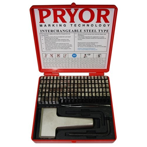 Pryor 2mm Interchangeable Punch Steel Font Set With Holder - PRY112H2M