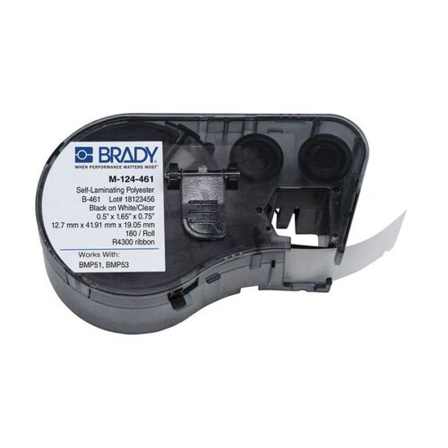 Brady M-124-461 Self-Laminating Polyester Cryogenic Laboratory Label Black/White 12.7 x 41.91mm