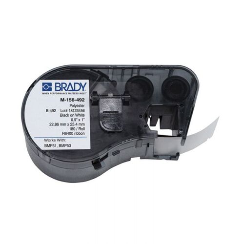Brady M-156-492 B-492 Ultra Thin Polyester Laboratory Label Black on White 25.4 x 22.86mm