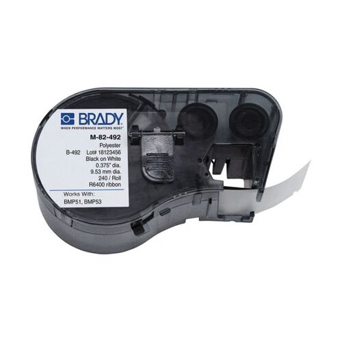 Brady M-82-492 B-492 Ultra Thin Polyester Laboratory Label Black on White 9.53mm