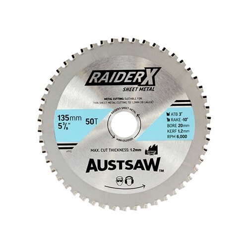 Austsaw RaiderX Sheet Metal Blade 135mm x 20mm Bore x 50 Teeth Cermet Tip