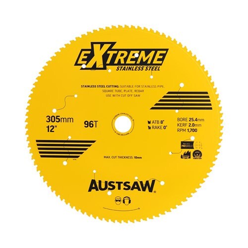 Austsaw Extreme Stainless Steel Blade 305mm x 25.4mm Bore x 96 Teeth