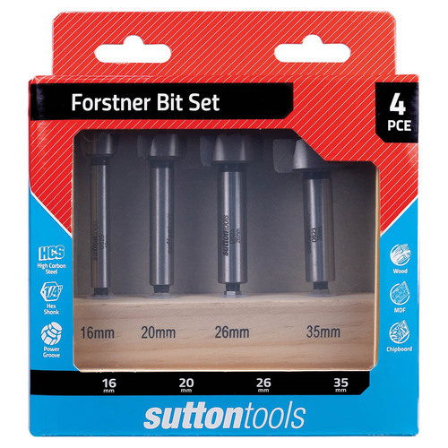 Sutton HCS Forstner Drill Bit Set (16mm, 20mm, 26mm, 35mm) - 4 Pieces