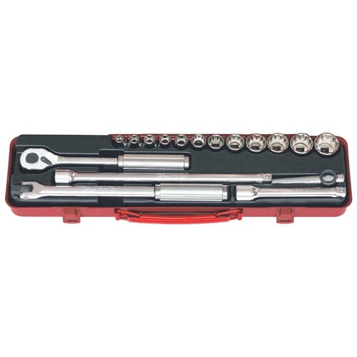 Ko-Ken 3/8" Drive Socket Set (1/4" -7/8" AF) 6 & 12Pt, 17 pcs - KO3206A