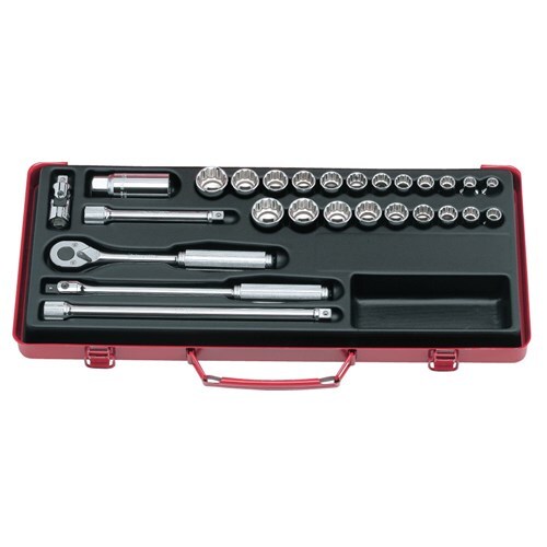 Ko-Ken 3/8" Drive Socket Set 22mm & 3/8" - 7/8" AF, (27Pcs) - KO3206AM