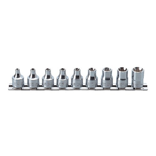 Ko-Ken Torx Socket Set On Rail 3/8" Drive E4 - E16, 9pcs - KORS3425/9