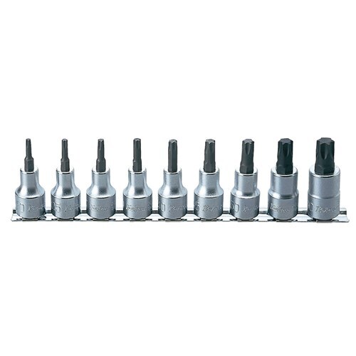 Ko-Ken Torx Socket Set On Rail 1/2" Drive T20 - T60, 9pcs