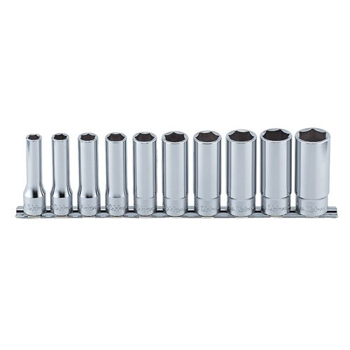 Ko-Ken Deep Socket Set On Rail 1/2" Drive, 10pcs - KORS4305M/10