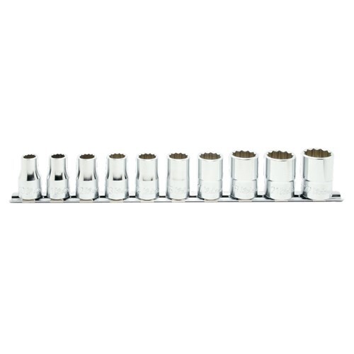 Ko-Ken Socket Set On Rail 1/2" Drive 10 - 22mm (12Pt), 10pcs