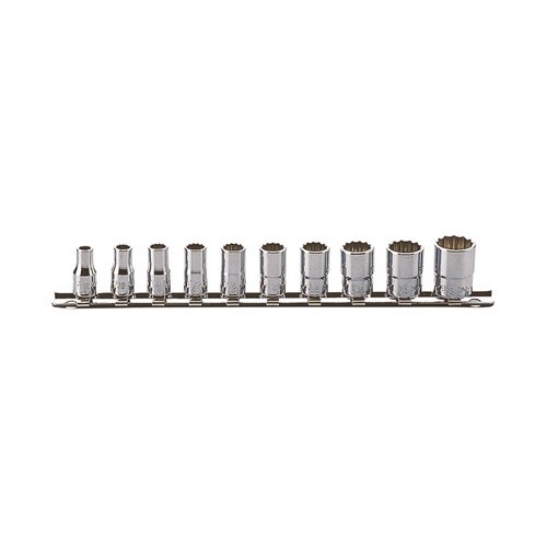 Ko-Ken Socket Set On Rail Aviation 1/4" Drive 3/16 - 9/16" AF, 10pcs