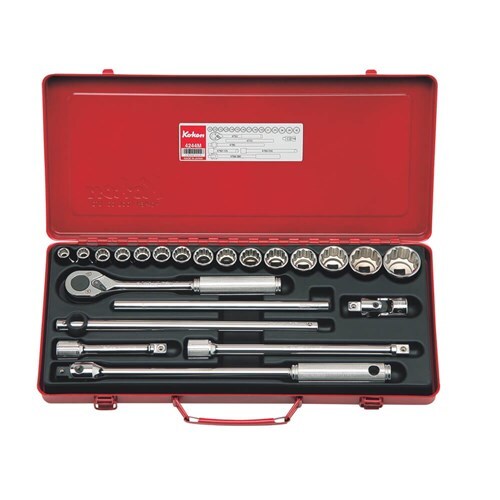Ko-Ken Socket Set 1/2" Drive 3/8 - 1 1/4" AF, 22pcs - KO4244A