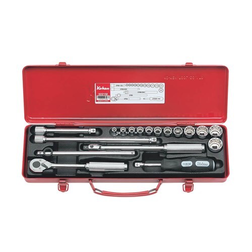 Ko-Ken Socker Set 3/8" Drive 6 - 22mm 12Pointt, 18pcs - KO3221M