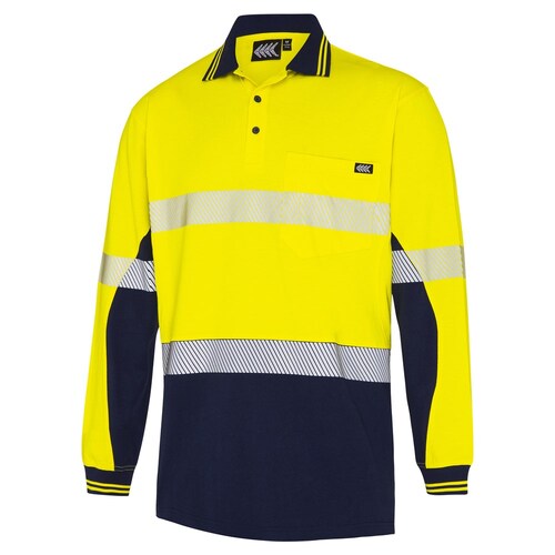 Boomerang Hi-Vis Unisex Segmented Tape Polo Shirt Yellow/Navy Size 3XL