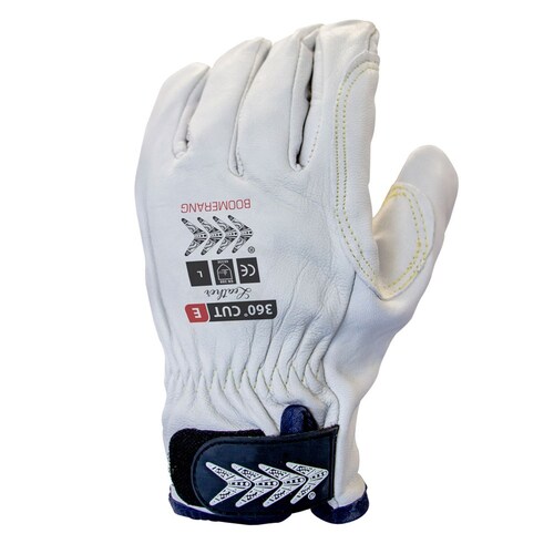 Boomerang Level E 360 Cut Resistant Riggers Gloves White Large - Pack of 6