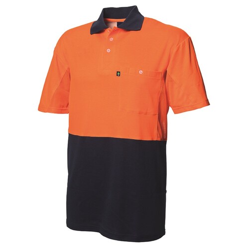WS Workwear Mens Hi-Vis Polo Shirt Orange/Navy Small