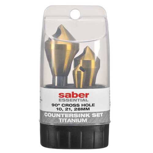 Saber Essentials TiN Coated Cross Hole Round Shank 90° Countersink Set