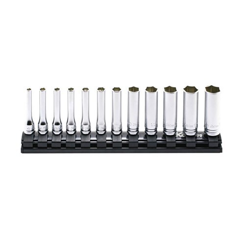 Ko-Ken Socket Set Rail Z Series 1/4" Drive 6Pt, 4 - 14mm, 12 Pieces
