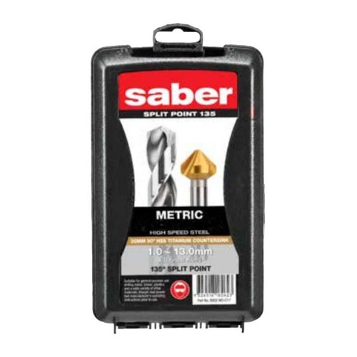 Saber 8002-M3-C17 25 Piece 1-13mm Bright HSS Jobber Drill Set Bonus 20mm Countersink
