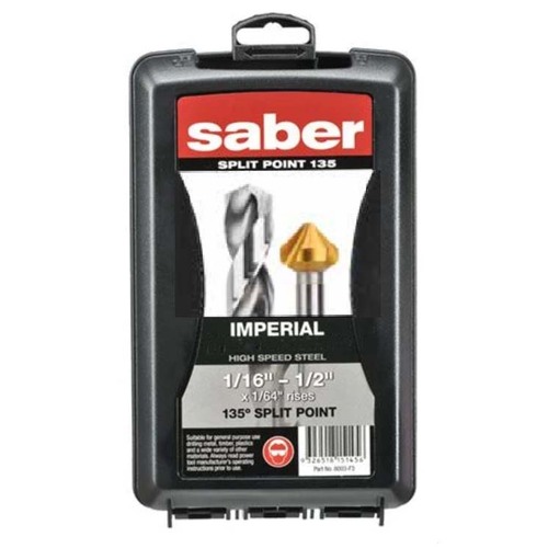 Saber 8003-F5-C17 21 Piece HSS Bright Finish Jobber Drill Set Bonus 20mm Countersink