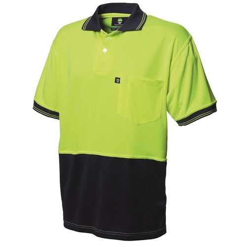 WS Workwear Koolmesh Hi-Vis Polo Shirt Lime/Navy, XS